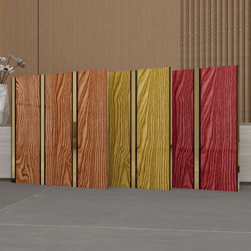 Pvc Panel Background - Lüks Ahşap Desenli Duvar Panelleri Altın