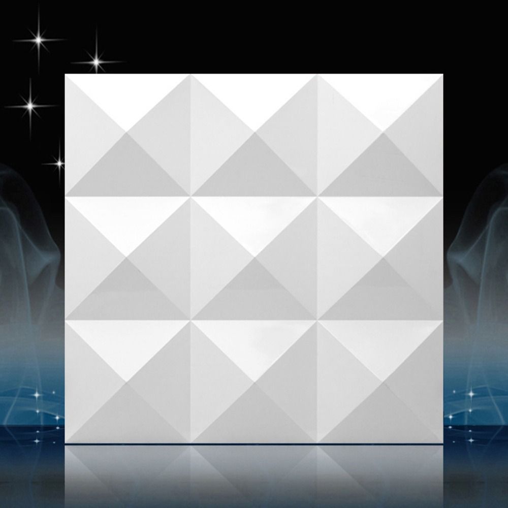 Pvc Panel Background - Beyaz 3D Duvar Paneli 50*50cm Kabartmalı