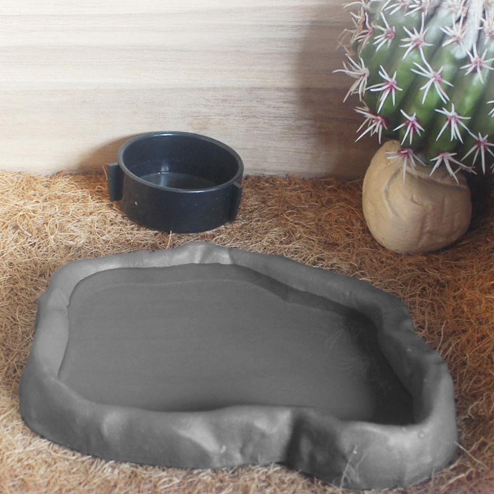 Water Dish Reptile - Sürüngen Besleyici Plastik Taklit Kaya TasarımıKaplumbağa