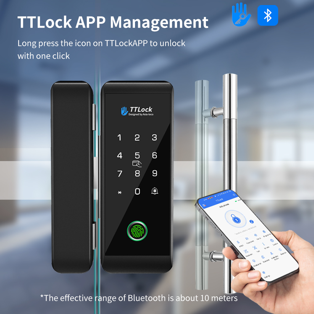 Glass Door Hinge - TTLOCK Akıllı Cam kilidi Parmak izi